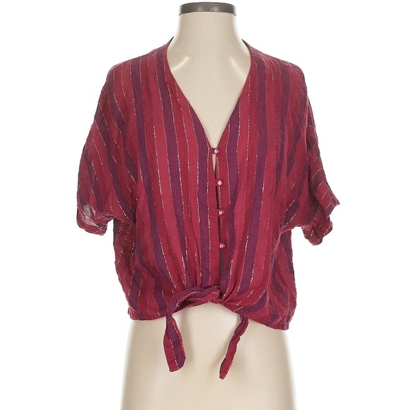 Rails Thea Rouge Stripe Tie Waist Blouse - Picture 2 of 9